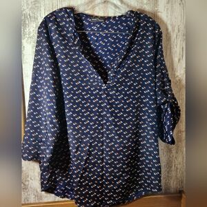 Market & Spruce Navy and Orange Tunic sz M Medium EUC